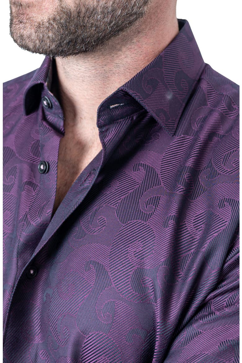 Fibonacci Jacquard Contemporary Fit Button-Up Shirt, Alternate, color, PURPLE