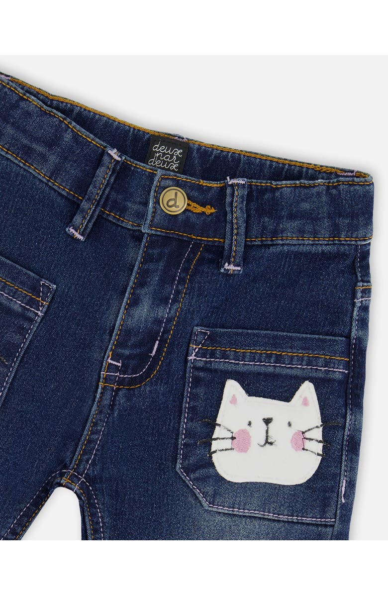 Deux par Deux Baby Girl's Cat Jeans Dark Denim, Alternate, color, 