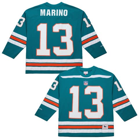 Men
s Mitchell 
Ness Dan Marino Aqua Miami Dolphins Maxxed Out Fashion Hockey Jersey