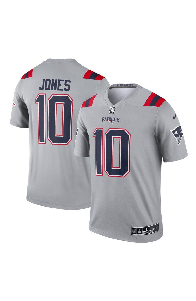 Nike Men's Nike Mac Jones Gray New England Patriots Inverted Legend Jersey, Main, color, 