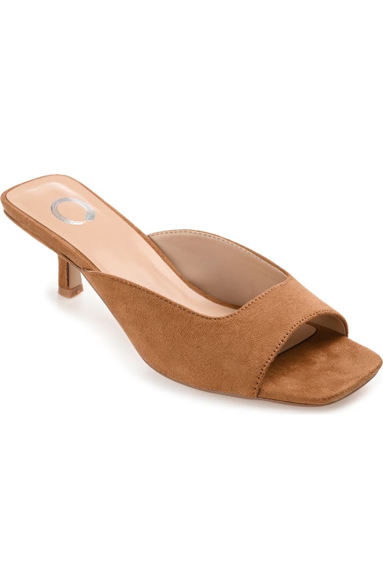 Journee Collection Larna Kitten Heel Mule - Wide Width, Main, color, Tan