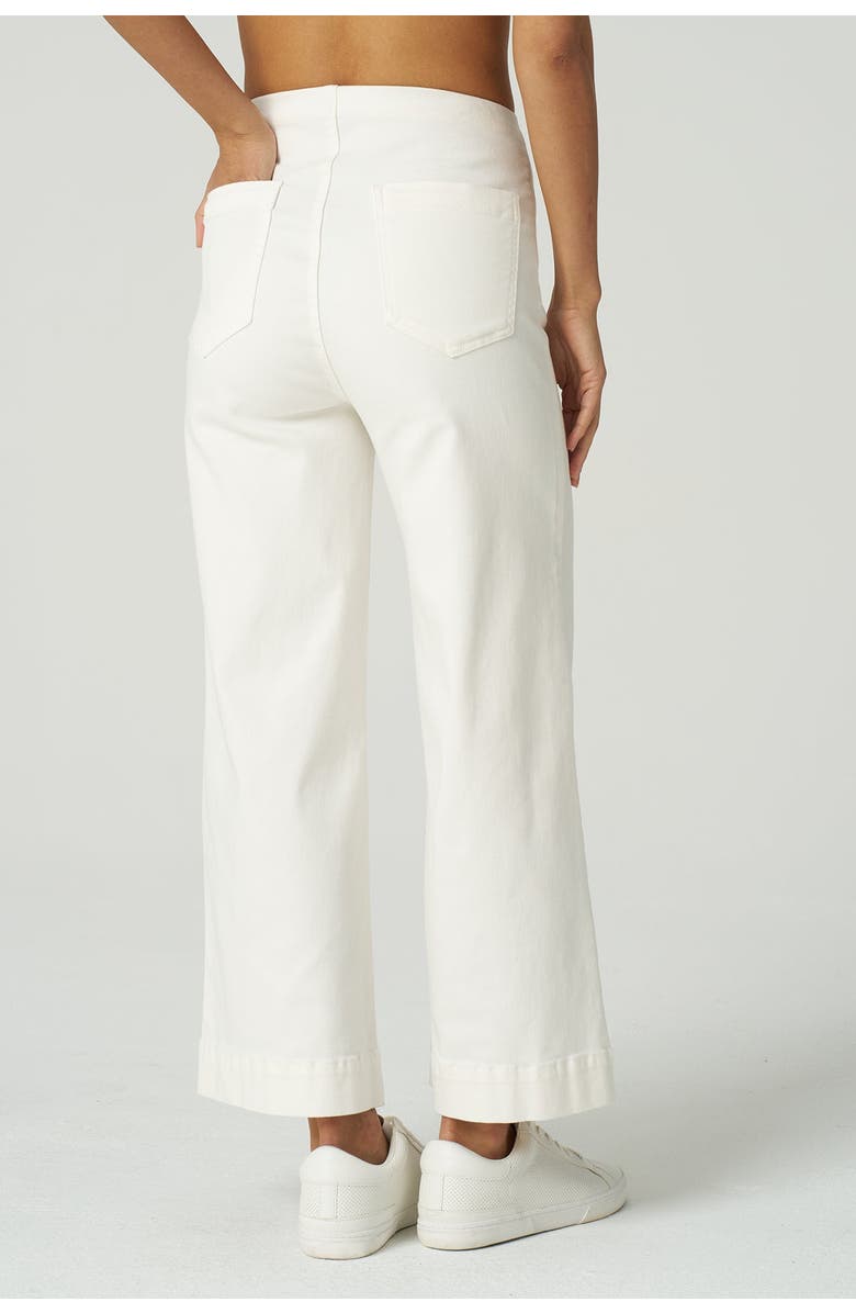 Franne Golde Wide Leg Cropped High Rise Stretch Denim Jeans, Alternate, color, Ivory