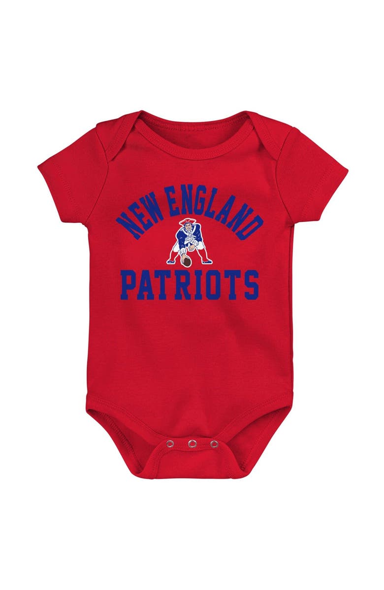 Outerstuff Newborn & Infant Navy/Red/Heather Gray New England Patriots Three-Pack Eat, Sleep & Drool Retro Bodysuit Set, Alternate, color, 