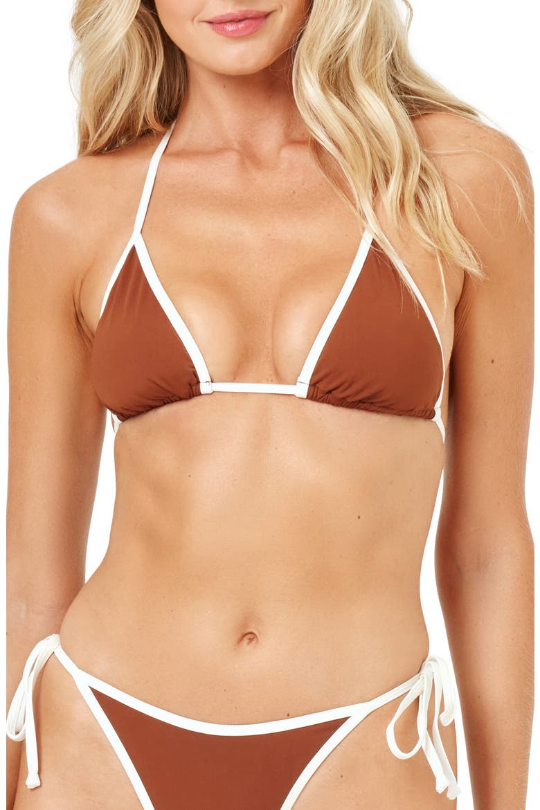 Triangle Bikini Top, Main, color, COFFEE/ CREAM
