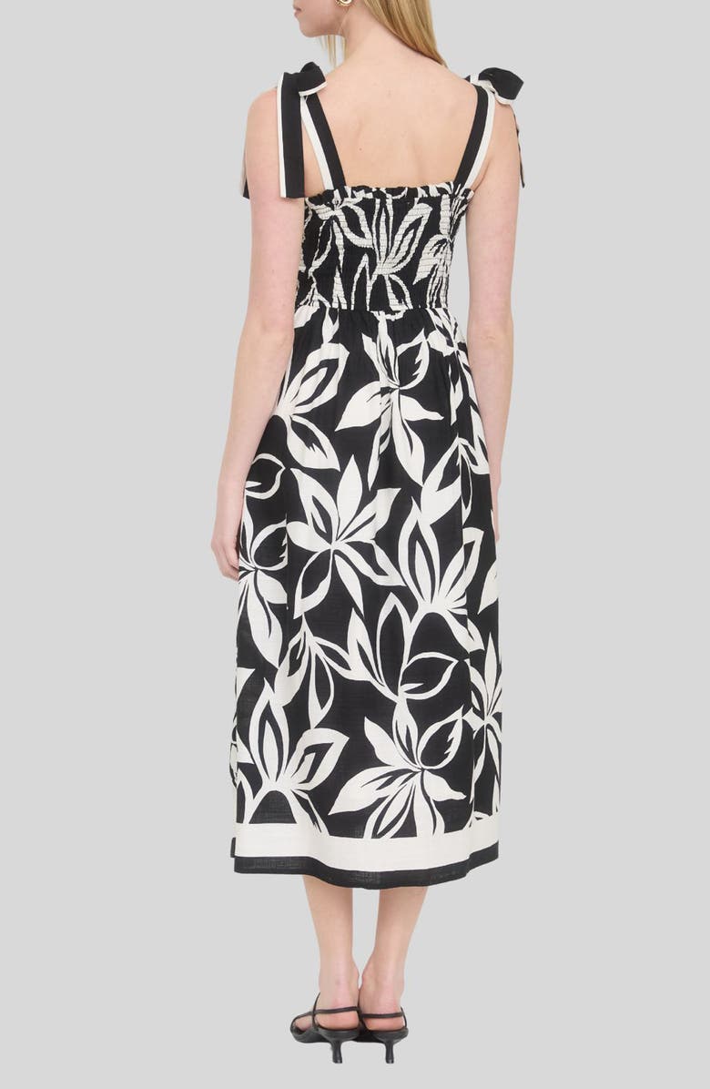 AUGUST SKY Tie Strap Sundress, Alternate, color, Black/ Ivory