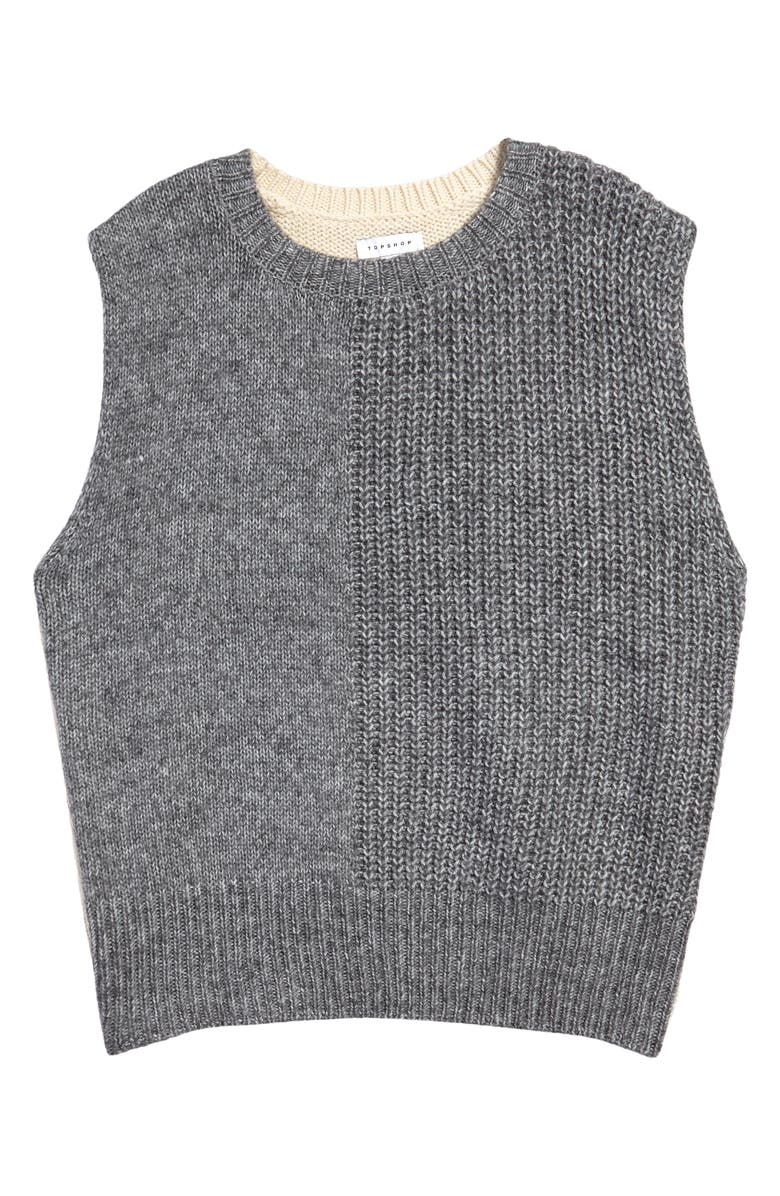 Topshop Mixed Stitch Sleeveless Sweater, Alternate, color, 
