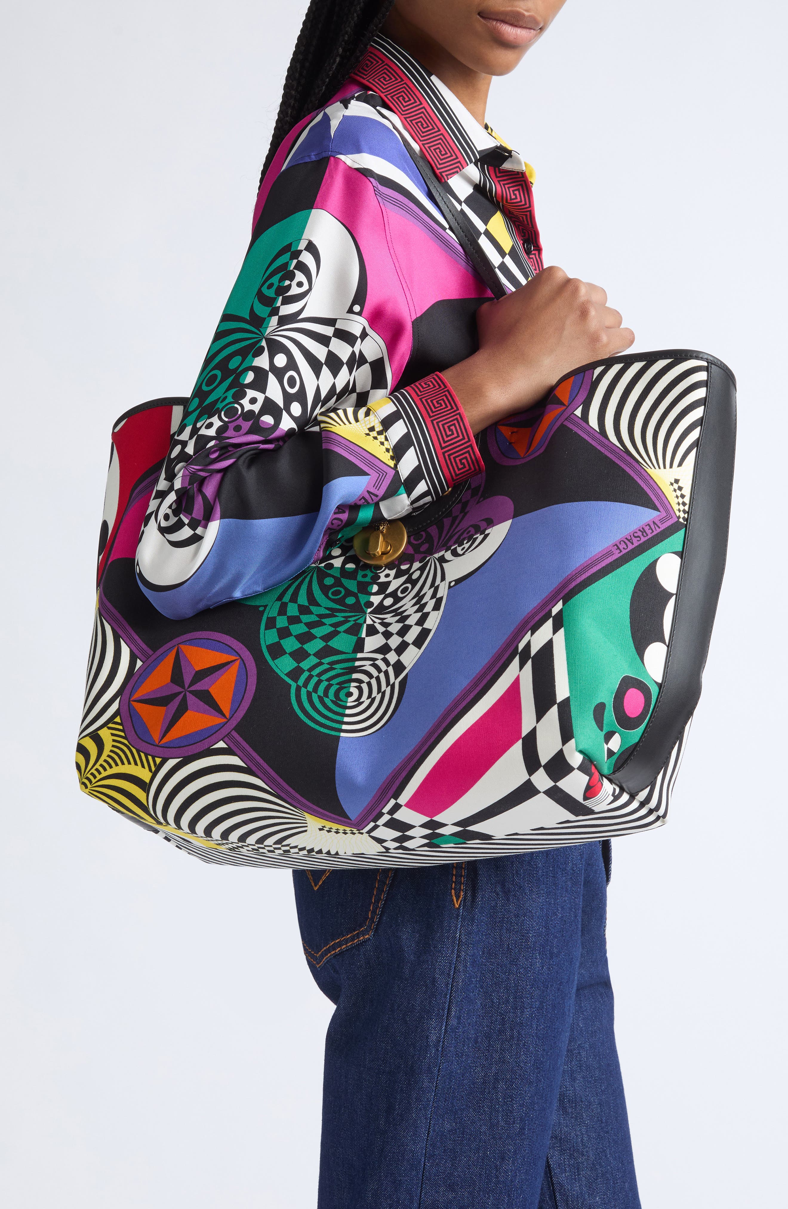 Large Canvas Tote, Alternate, color, BLACK MULTI GOLD 82