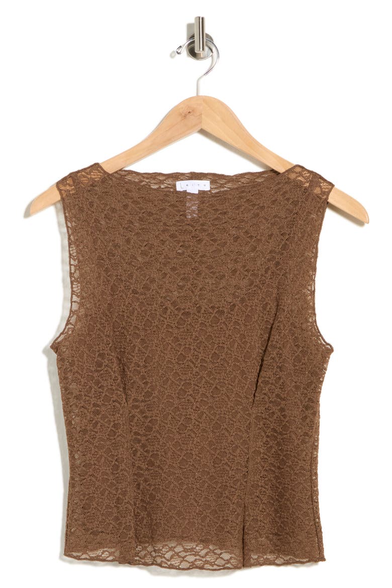 Lace Sleeveless Tank, Alternate, color, BROWN TERRA