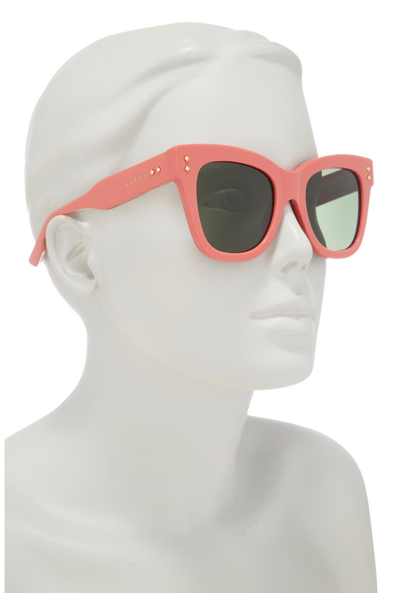 52mm Cat Eye Sunglasses, Alternate, color, PINK PINK GREEN