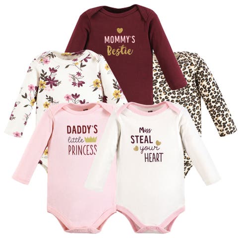 Essential Long-Sleeve Cotton Bodysuit Set (5-Piece)