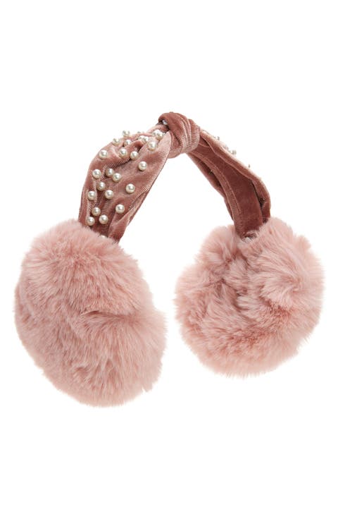 Kids' Imitation Pearl Embellished Faux Fur Earmuffs