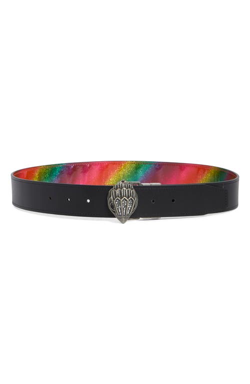 Kurt Geiger London Eagle's Head Buckle Reversible Leather Belt In Multi