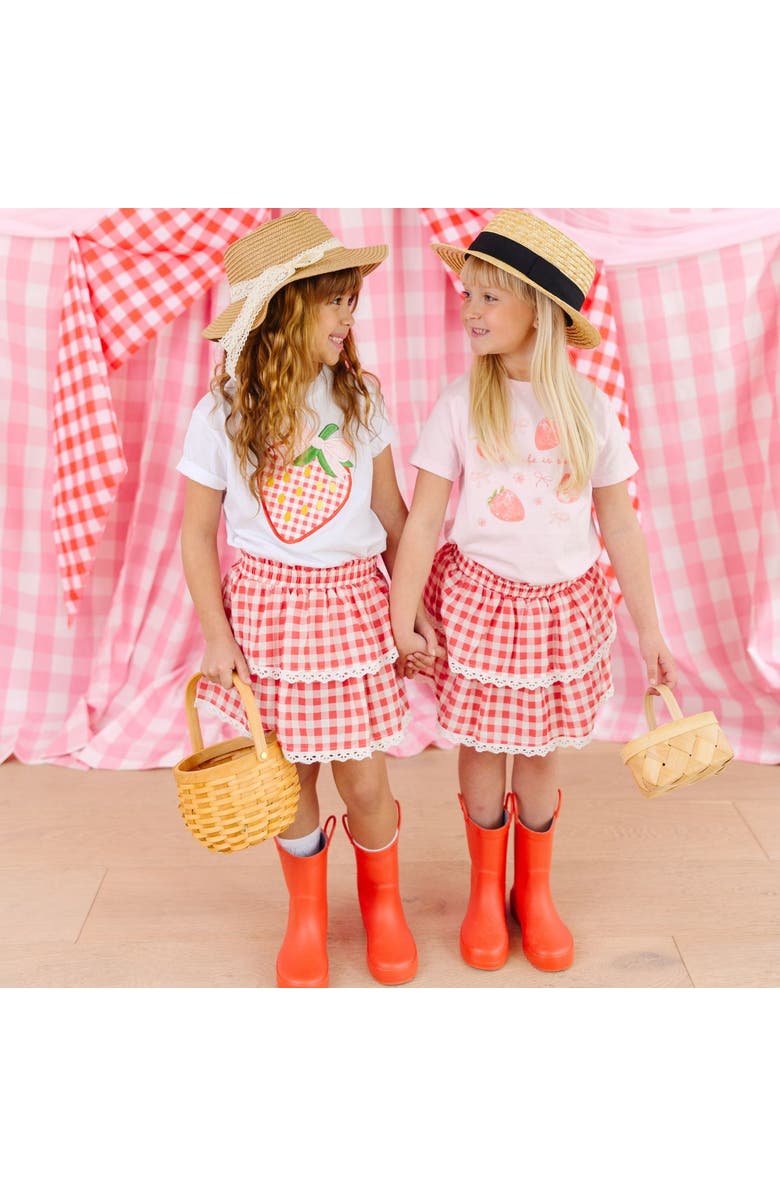 Sweet Wink Red Gingham Skort, Alternate, color, Red