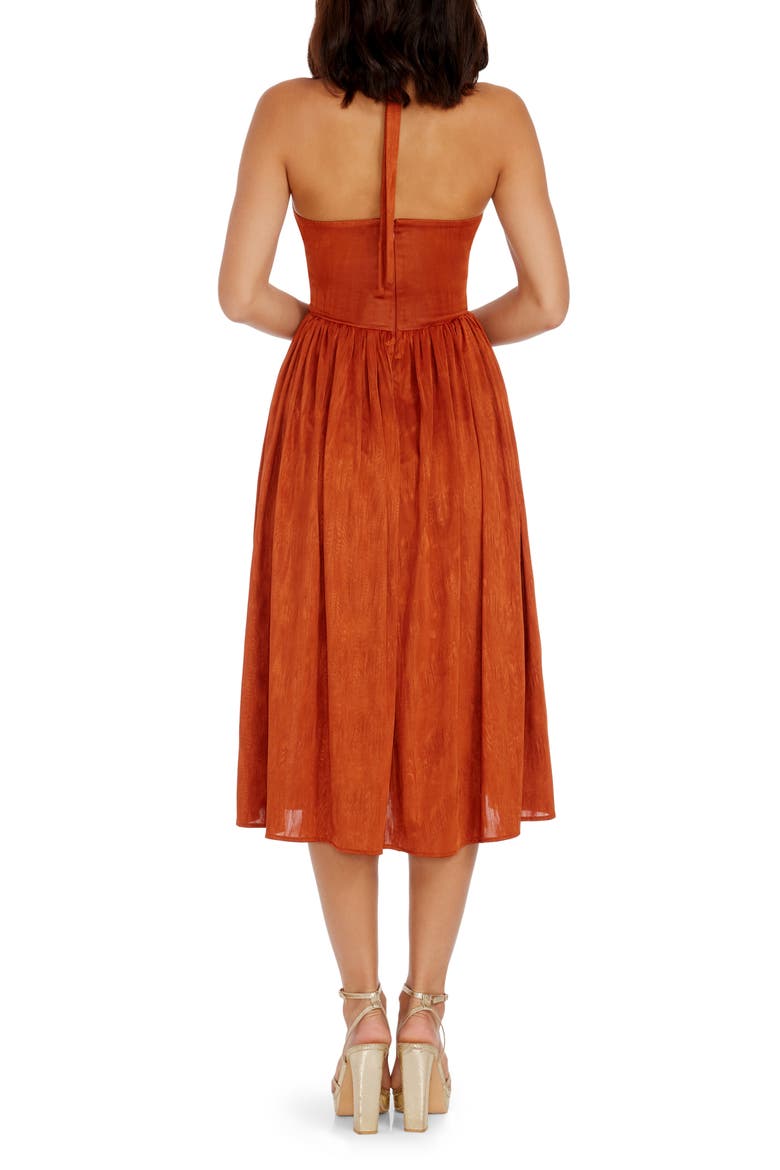 Briar Halter Jacquard Cocktail Dress, Alternate, color, BURNT ORANGE