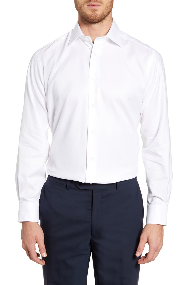 David Donahue Regular Fit Royal Oxford Dress Shirt, Main, color, White
