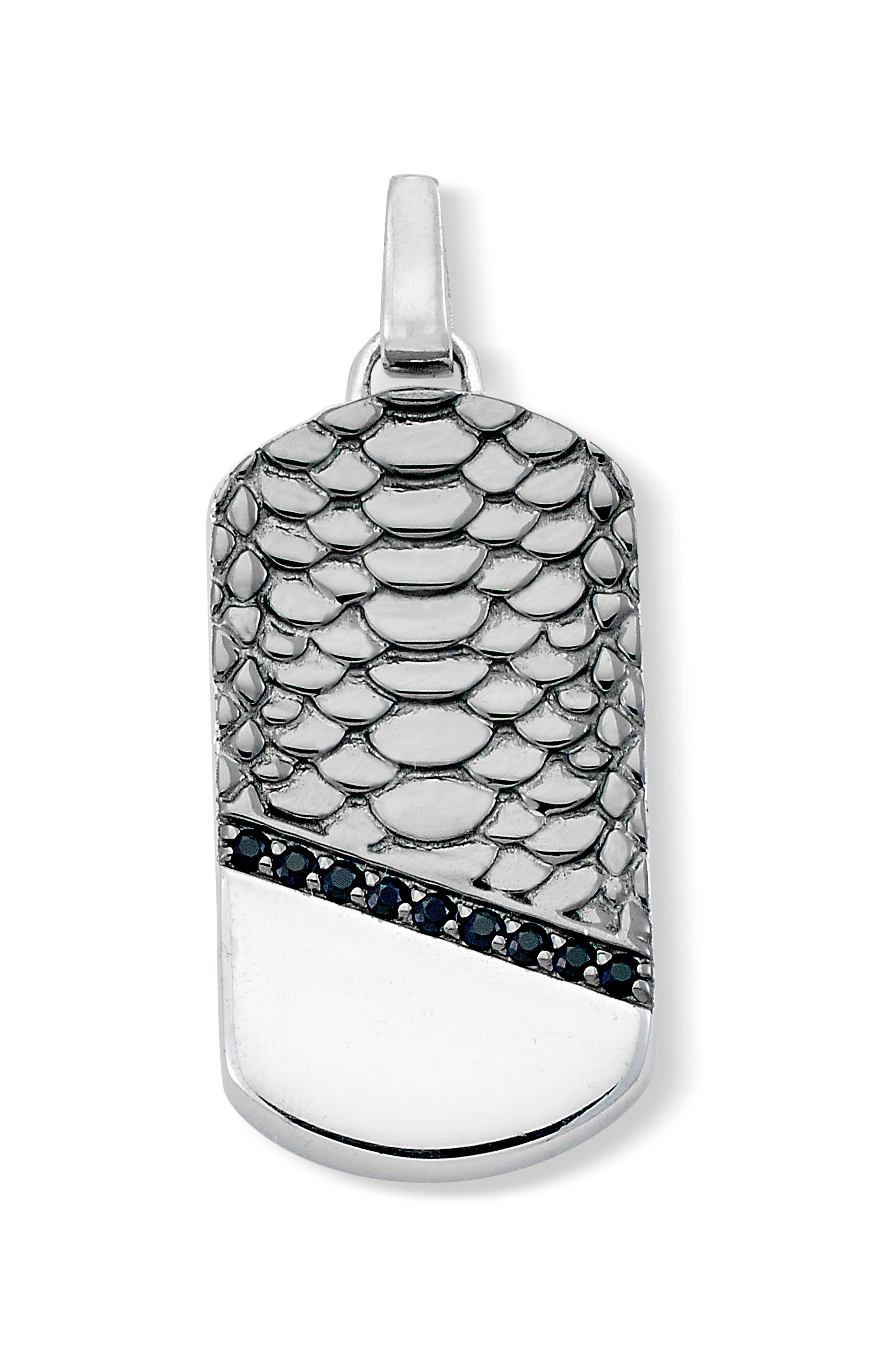 Sterling Silver & Spinel Snakeskin Dog Tag Pendant