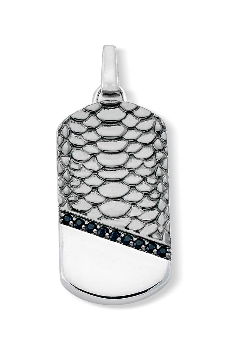 Sterling Silver & Spinel Snakeskin Dog Tag Pendant, Main, color, BLACK