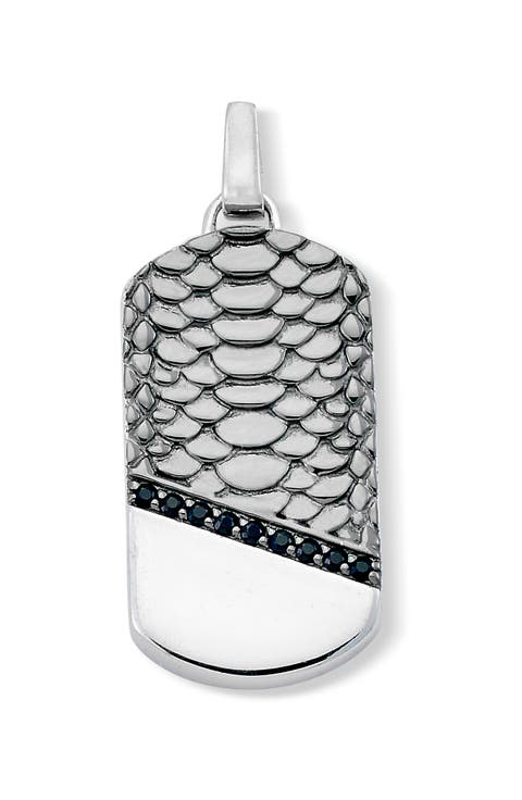Sterling Silver & Spinel Snakeskin Dog Tag Pendant