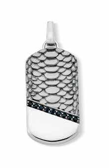Sterling Silver & Spinel Snakeskin Dog Tag Pendant