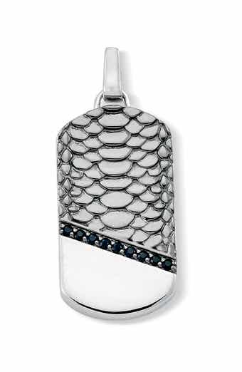 Sterling Silver & Spinel Snakeskin Dog Tag Pendant