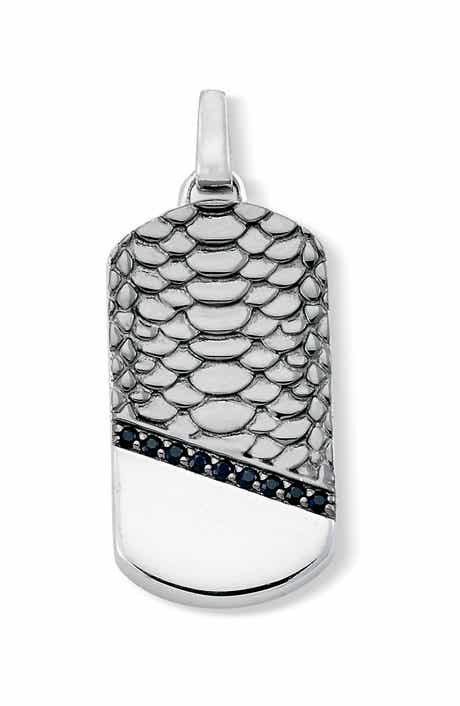 Sterling Silver & Spinel Snakeskin Dog Tag Pendant