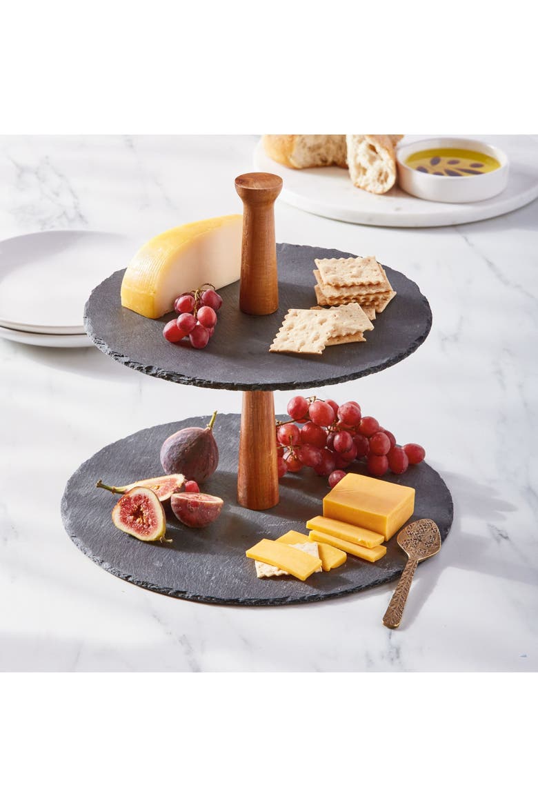 Slate 2 Tier Server Black Slate Everyday, Alternate, color, Black