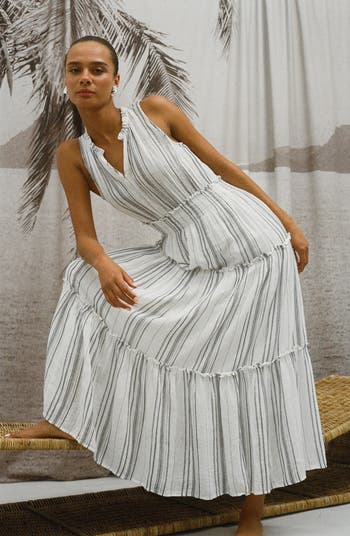 Rails Loulou Stripe Sleeveless Linen Blend Maxi Dress