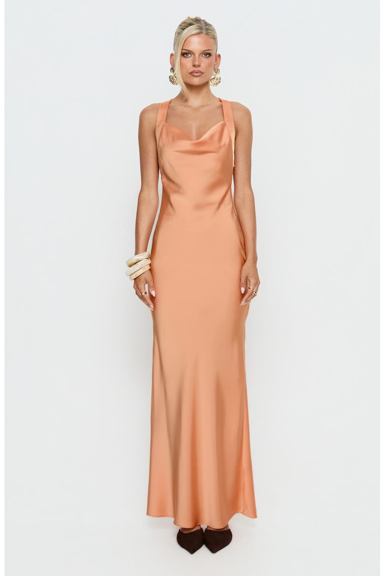 Isitt Cowl Crossover Back Maxi Dress, Alternate, color, ORANGE
