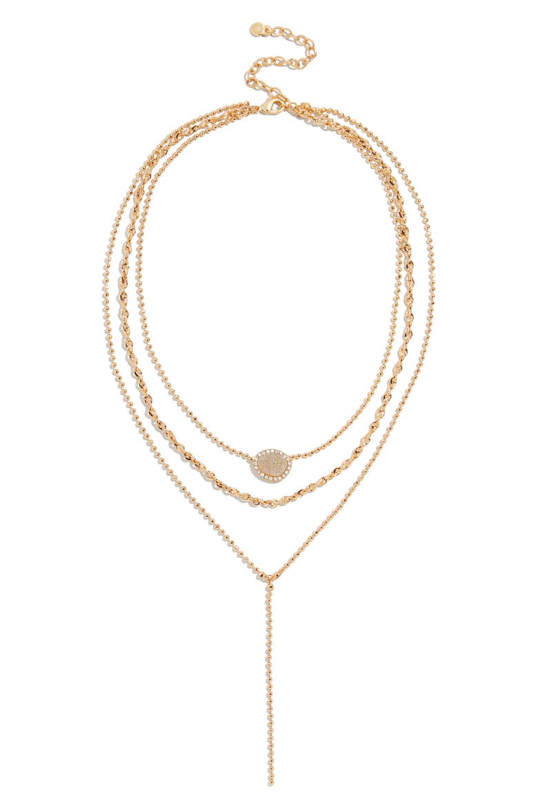Musia Drusy Layered Y-Necklace, Main, color, GOLD
