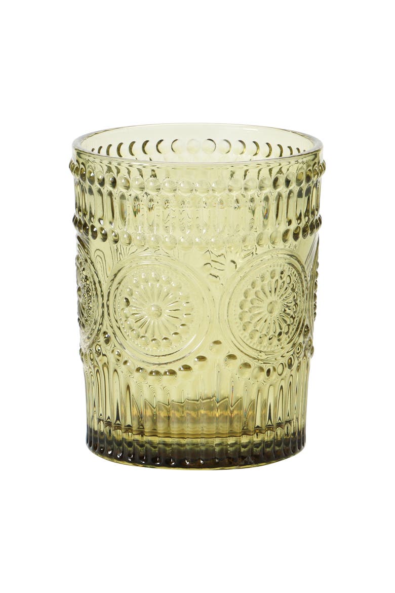 12 oz. Embossed Drinking Glass, 4 Colors, Alternate, color, Green