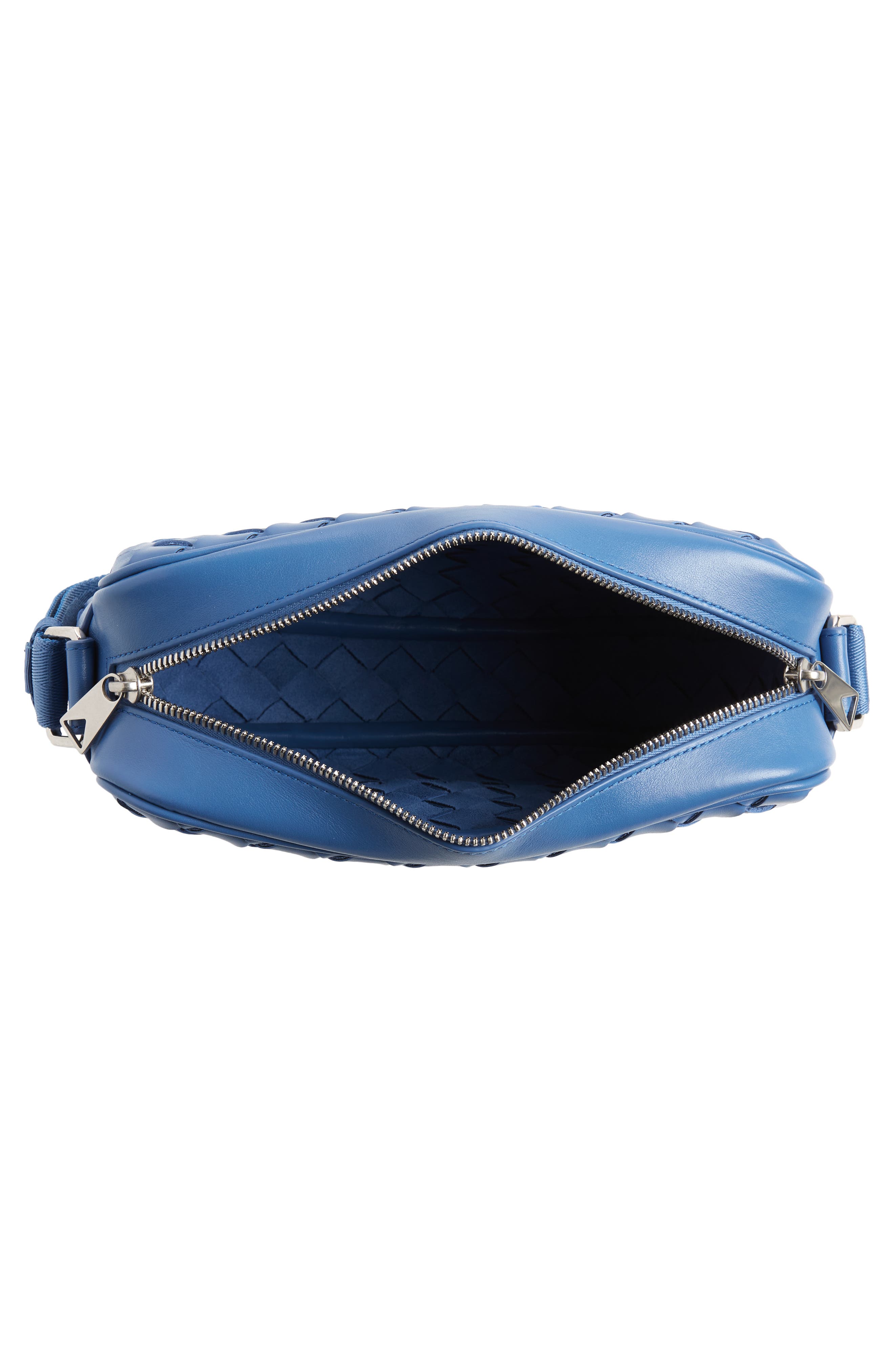 Classic Intrecciato Leather Camera Bag, Alternate, color, SURF-SILVER