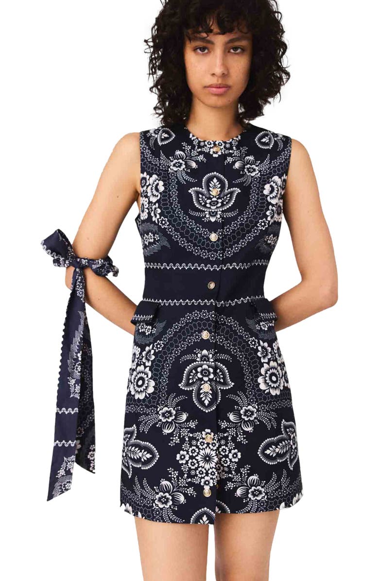 maje Mini bandana print dress, Alternate, color, Navy Bandana Print