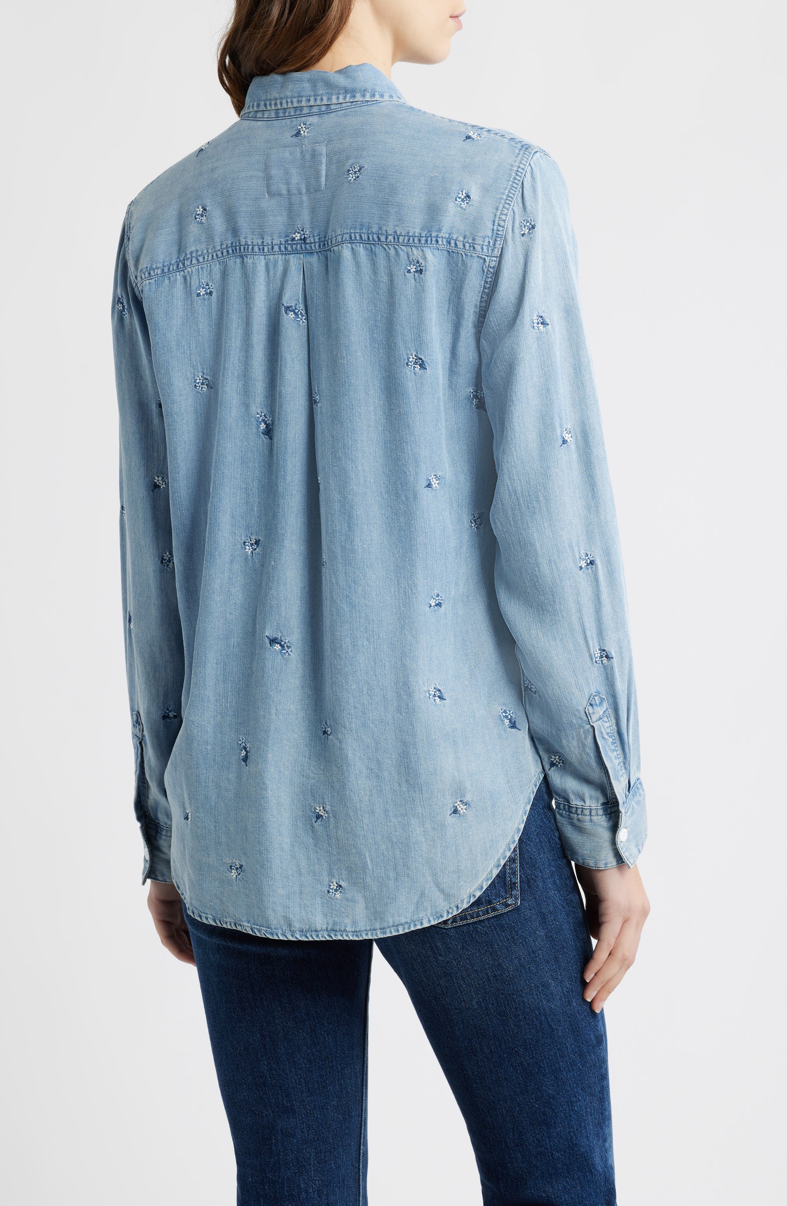 Ingrid Floral Embroidered Chambray Button-Up Shirt - image 2