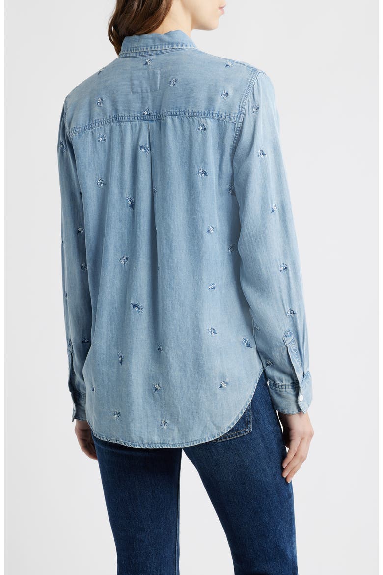 Ingrid Floral Embroidered Chambray Button-Up Shirt, Alternate, color, BLUE BLOSSOMS
