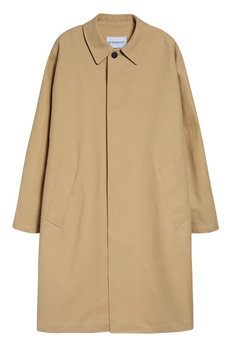 Cotton Double Face Car Coat with Leather Trim, Main, color, BEIGE