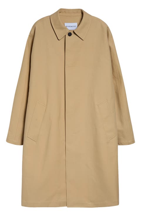 Cotton Double Face Car Coat with Leather Trim