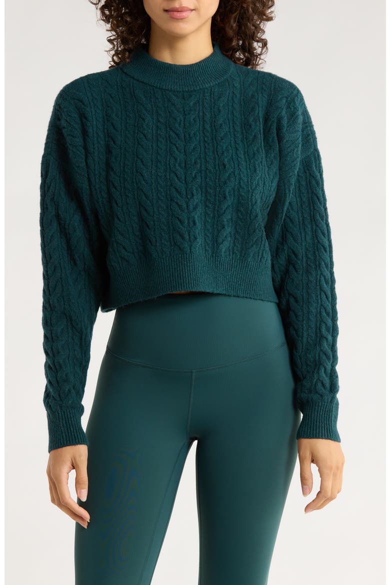Cable Knit Crop Sweater, Main, color, PONDEROSA PINE