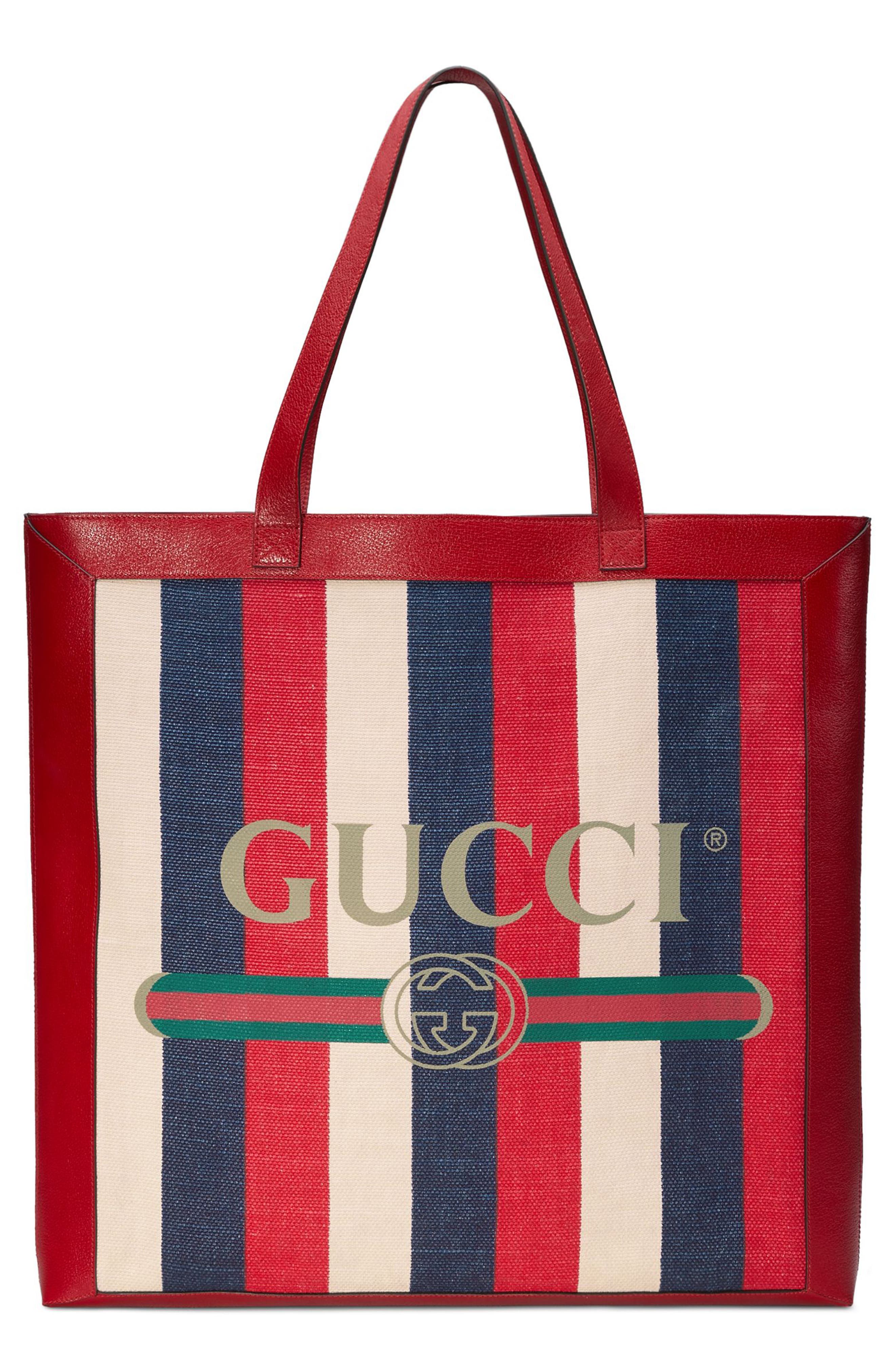 Gucci Stripe Canvas Tote, Main, color, 