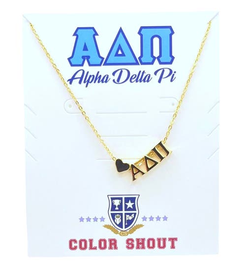 Color Shout Alpha Delta Pi Sorority Gold Heart Necklace In Gold
