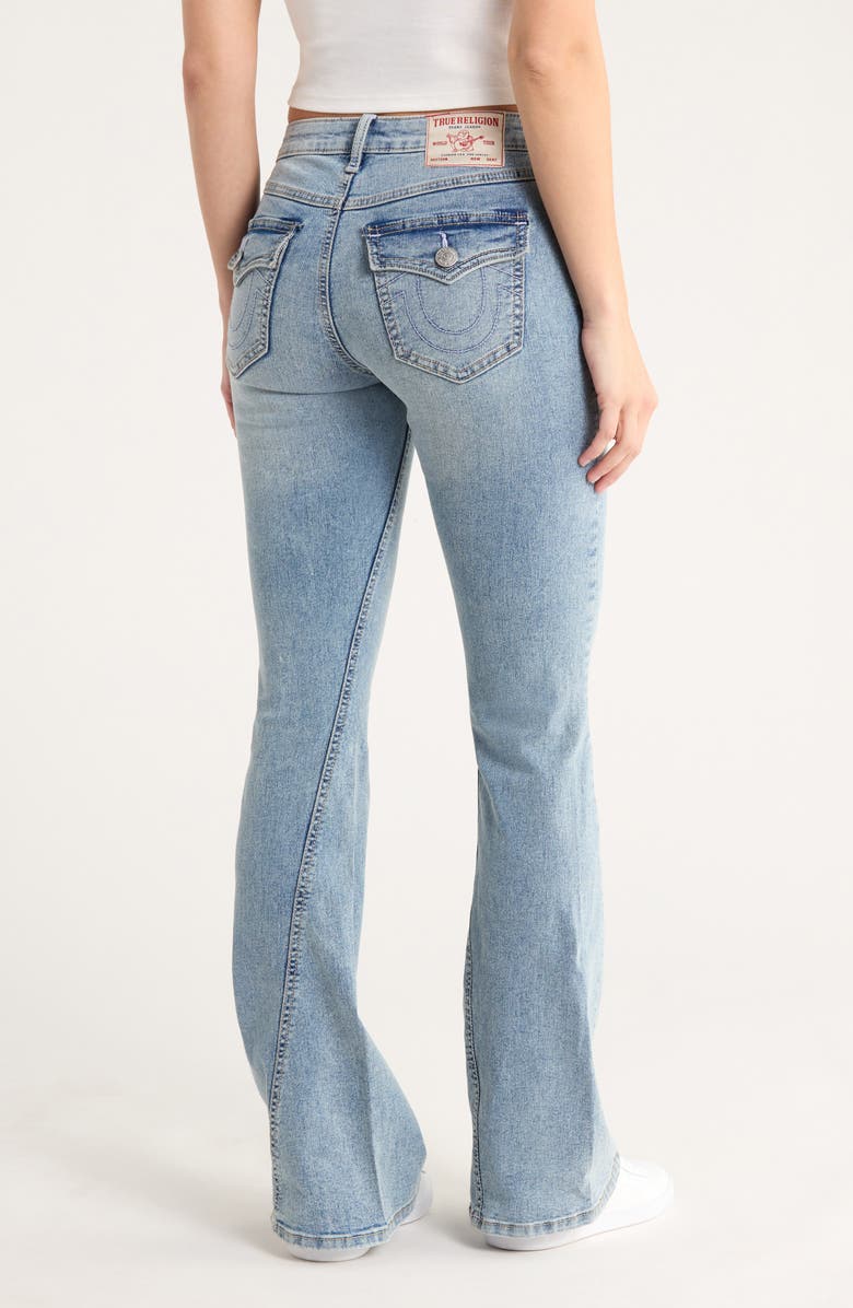 True Religion Joey Low Rise Flap Pocket Flare Jeans, Alternate, color, Light Sparklin Pear Wash