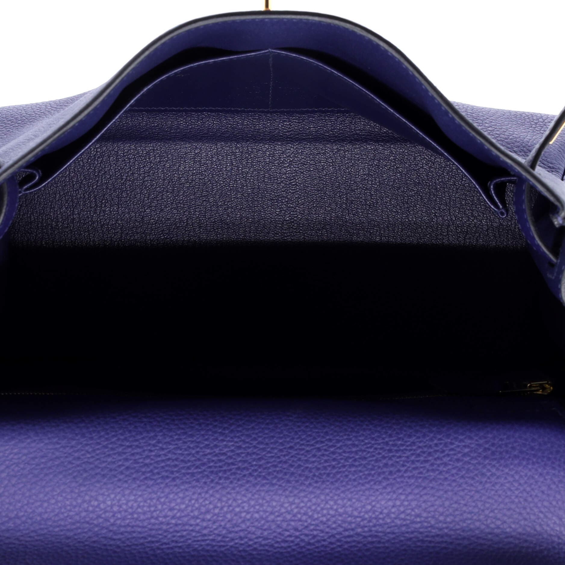 Pre-Owned Hermes Kelly Handbag Blue Togo with Gold Hardware 28, Alternate, color, 