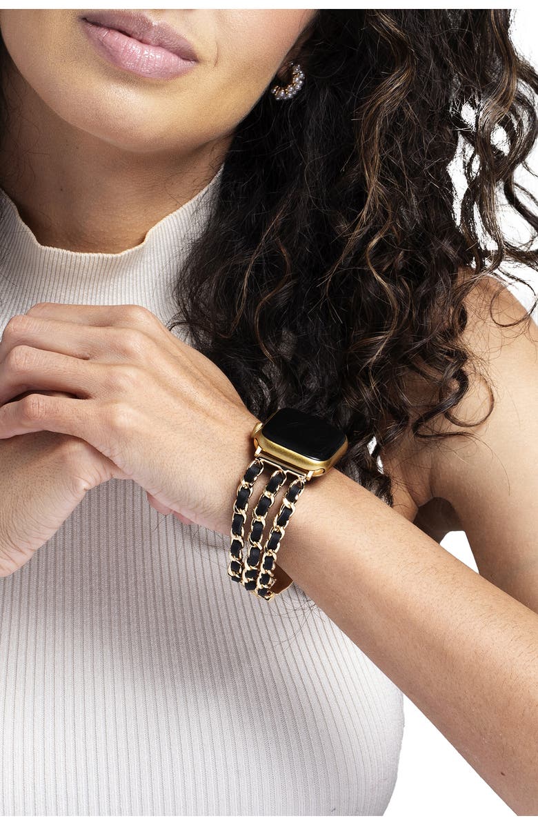 SAACHI Braided Chain Apple Watch<sup>®</sup> Watchband, Alternate, color, Black