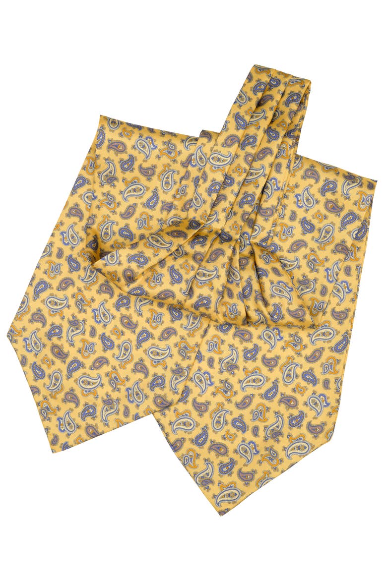 Sondrio - Silk Ascot Cravat Tie for Men, Alternate, color, Yellow