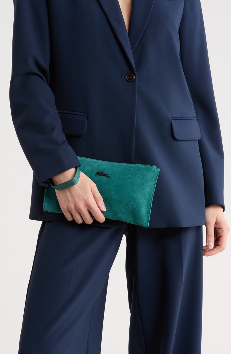 Longchamp Leather Wristlet, Alternate, color, Turquoise