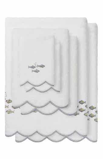 6-Piece Fish School Embroidered Turkish Cotton Towel Set