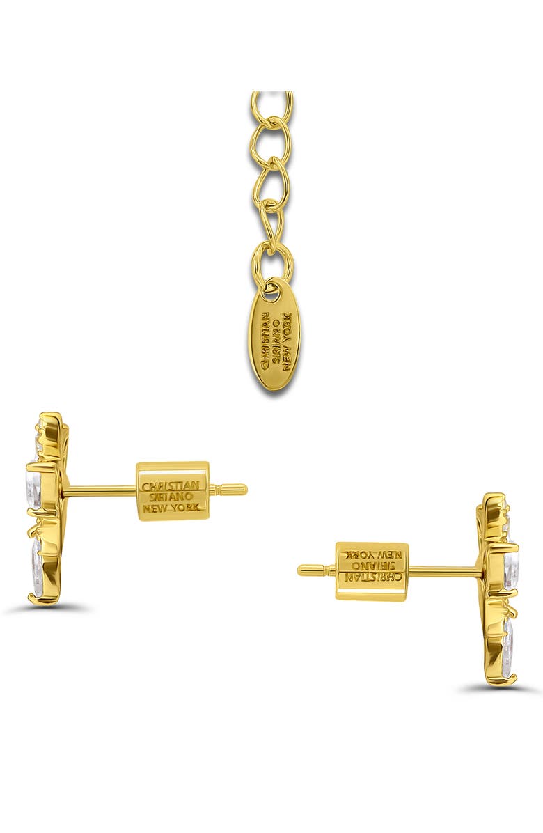 Christian Siriano Cubic Zirconia Cluster Pendant Necklace & Stud Earrings Set, Alternate, color, Gold
