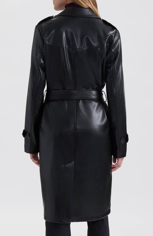 Nvlt Faux Leather Trench Coat In Black