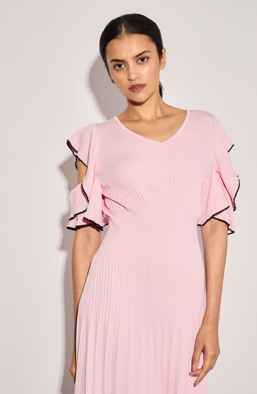 Ming Wang Ruffle Rib Midi Dress