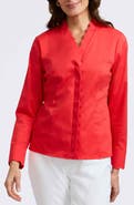 Foxcroft Bridget Scalloped Matte Sateen Button-Up Shirt
