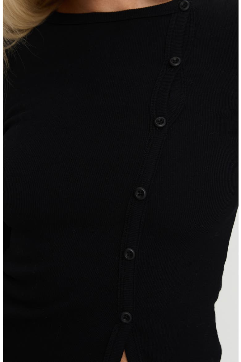 Passoni Asymmetric Cotton Crop Cardigan, Alternate, color, BLACK